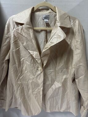 Chico's Women's Cream Shimmery Single-Button Blazer